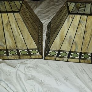 2 Vintage Stained Glass Lamp Shades